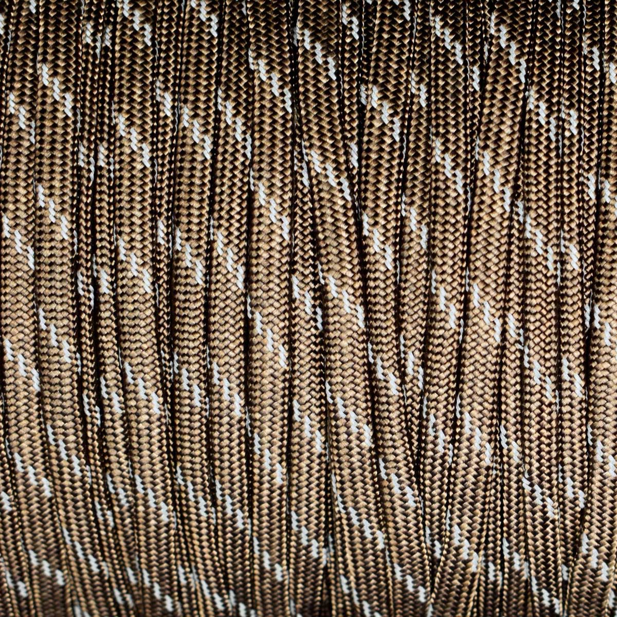 4 mm (5/32”) 550 Paracord Branch Brown with 3 Reflective Tracers Made in the USA Nylon/Nylon (100 ft) El Wood Braiding Co