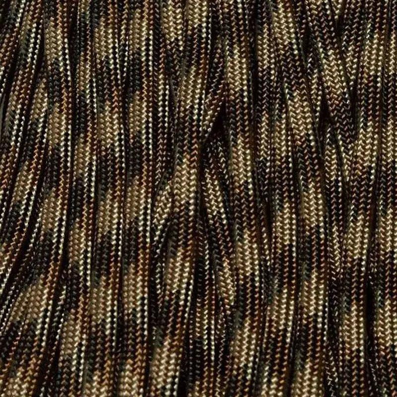 4 mm (5/32”) 550 Paracord Brown Camo Made in the USA Nylon/Nylon El Wood Braiding Co