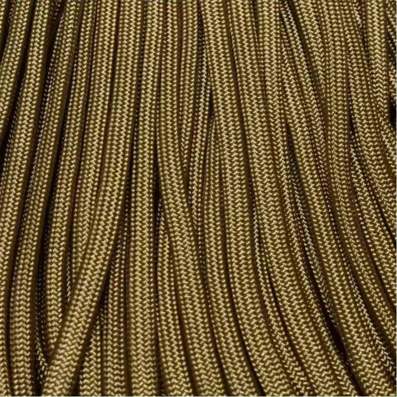 4 mm (5/32”) 550 Paracord Brown Gold Made in the USA Nylon/Nylon (100 ft) El Wood Braiding Co