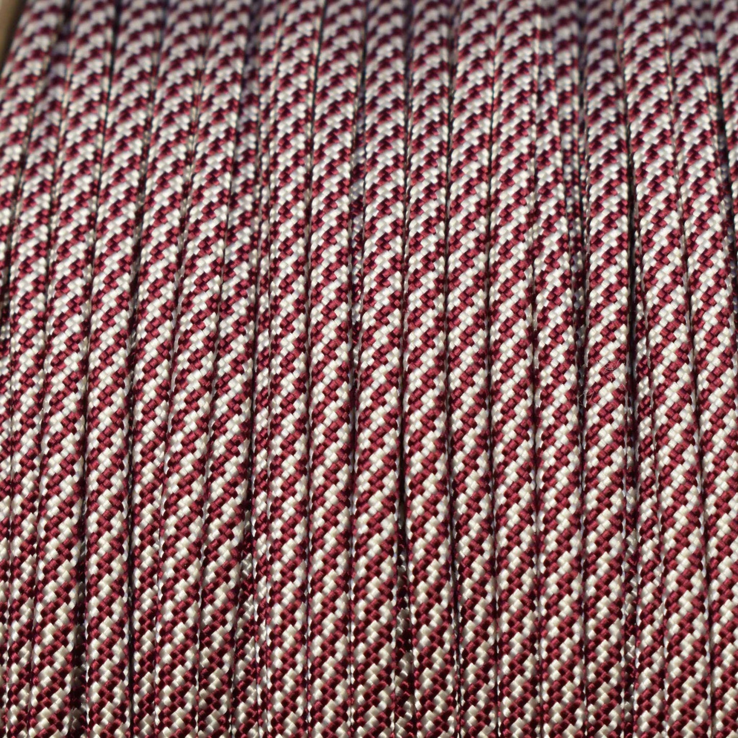 550 Paracord Burgundy and White Candy Cane Made in the USA Nylon/Nylon (1000 FT.) - Paracord Galaxy