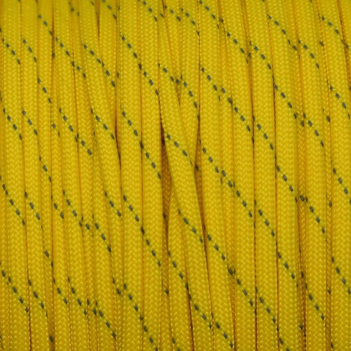 4 mm (5/32”) 550 Paracord Canary Yellow with 1 Reflective Made in the USA Nylon/Nylon (100 ft) El Wood Braiding Co