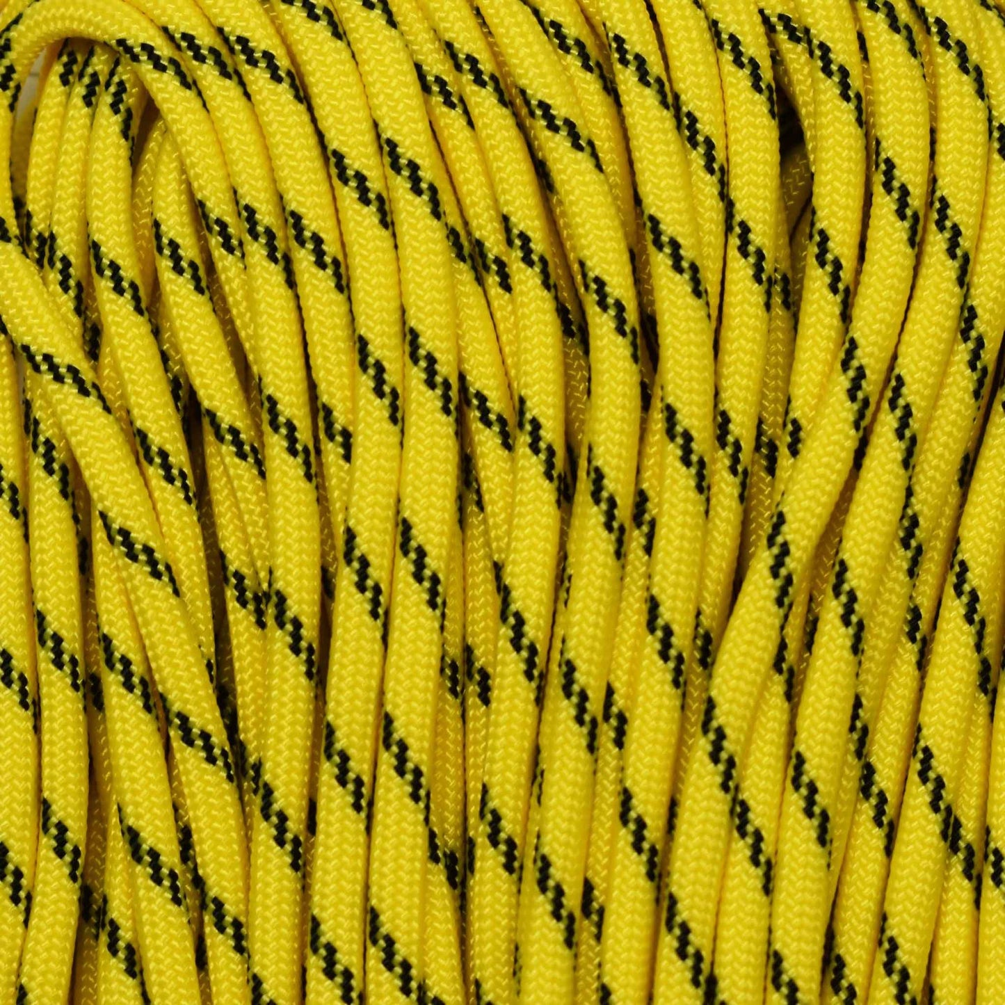 4 mm (5/32”) 550 Paracord Canary Yellow with Black Tracer Made in the USA Nylon/Nylon (100 ft) El Wood Braiding Co