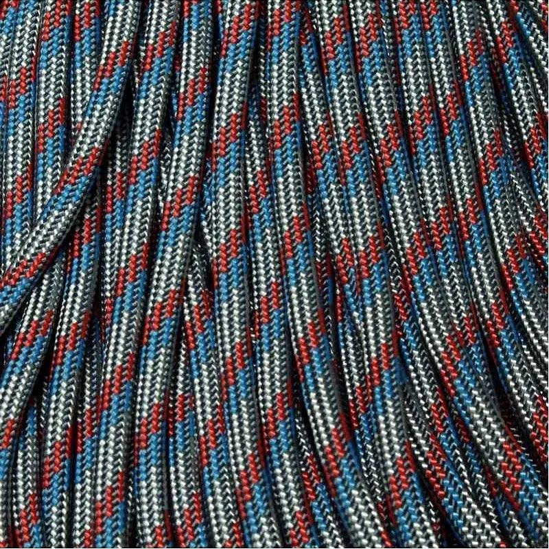 4 mm (5/32”) 550 Paracord Captain America Made in the USA Nylon/Nylon(100 ft) El Wood Braiding Co
