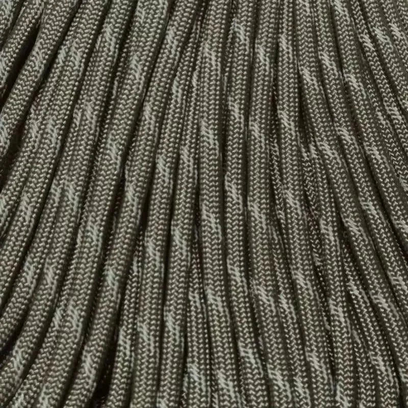 4 mm (5/32”) 550 Paracord Charcoal Gray with 3 Reflective Tracers Made in the USA Nylon/Nylon El Wood Braiding Co