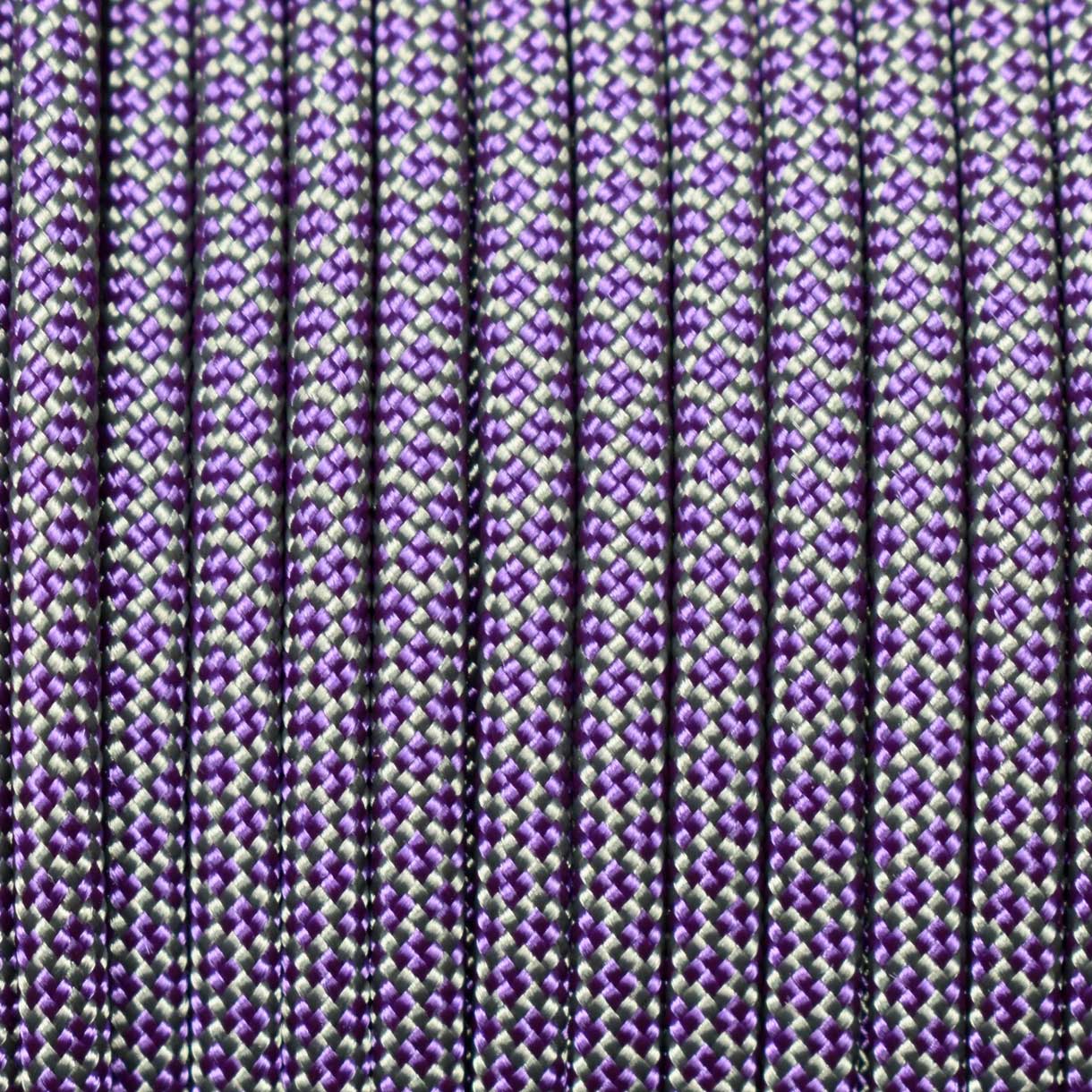 *550 Paracord Charcoal w/Purple Diamonds Made in the USA Nylon/Nylon (1000 FT.) - Paracord Galaxy
