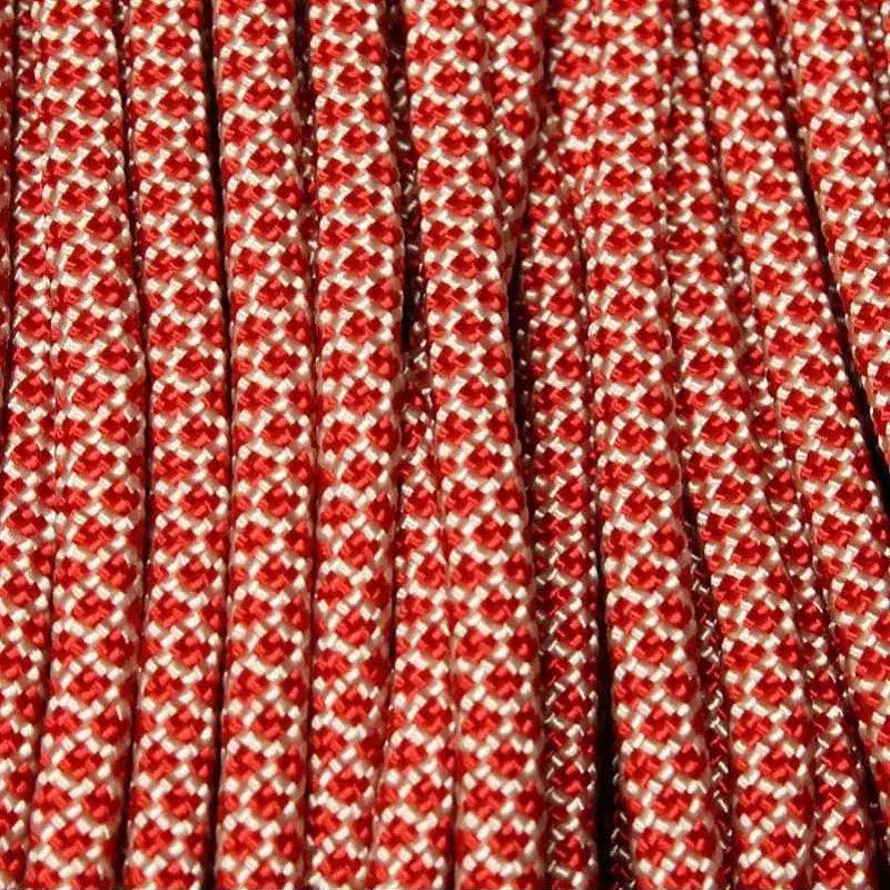 4 mm (5/32”) 550 Paracord Cream with Imperial Red Diamonds Made in the USA Nylon/Nylon El Wood Braiding Co