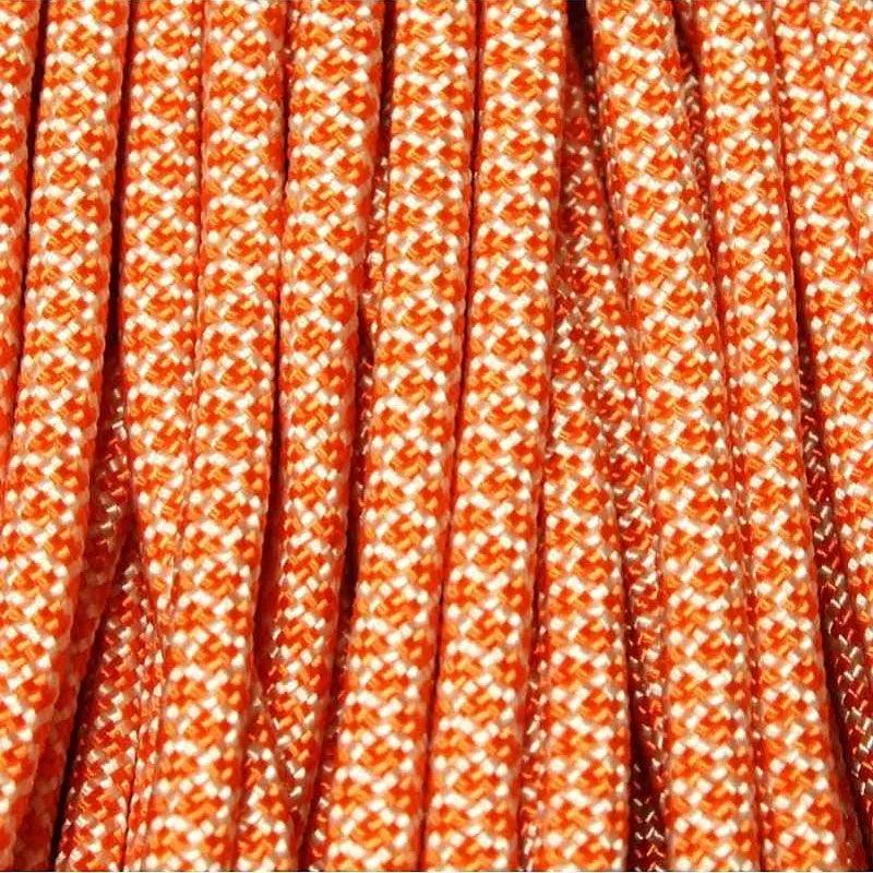 4 mm (5/32”) 550 Paracord Cream with International Orange Diamonds Made in the USA Nylon/Nylon (100 ft) El Wood Braiding Co