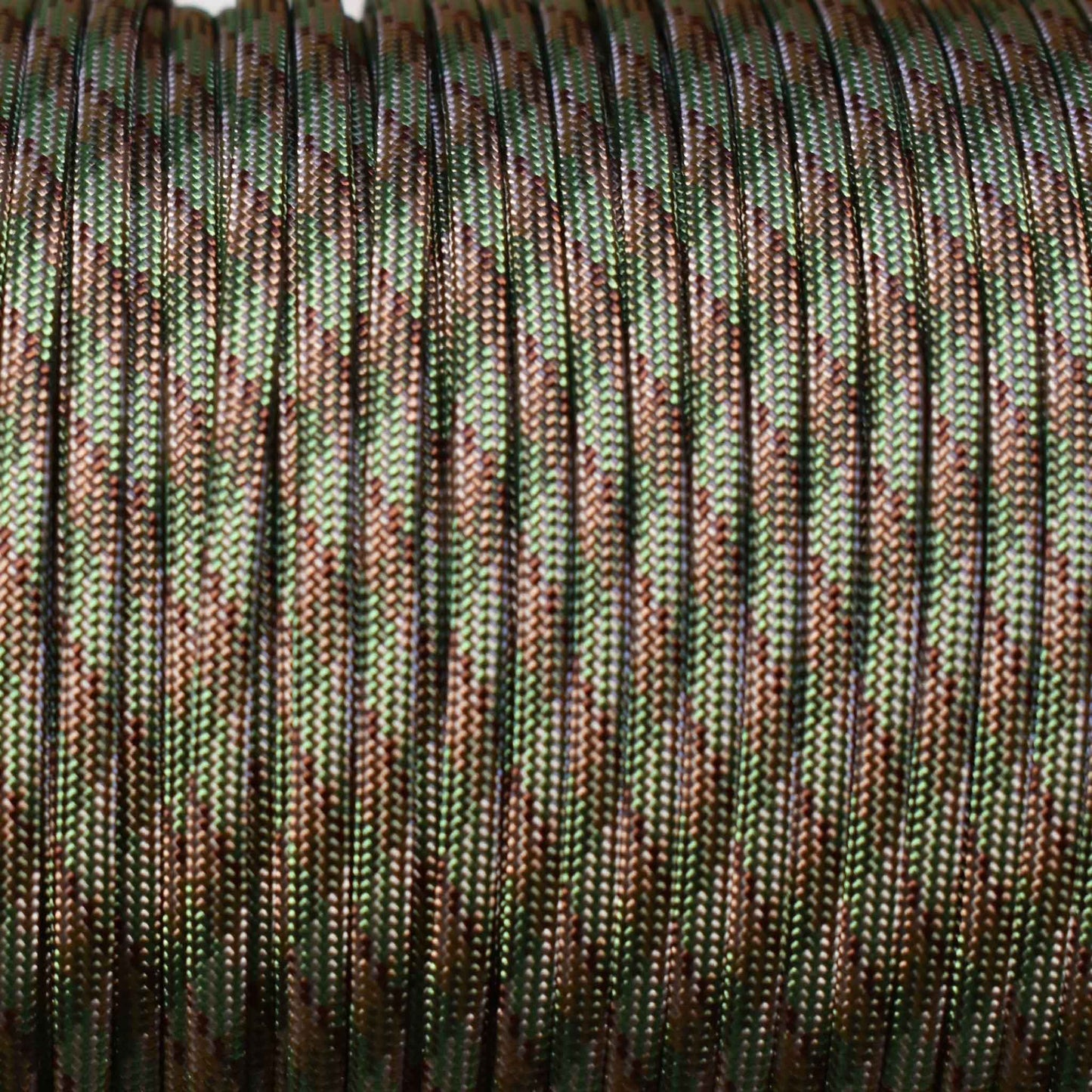 4 mm (5/32”) 550 Paracord Dark Multi Camo Made in the USA Nylon/Nylon El Wood Braiding Co