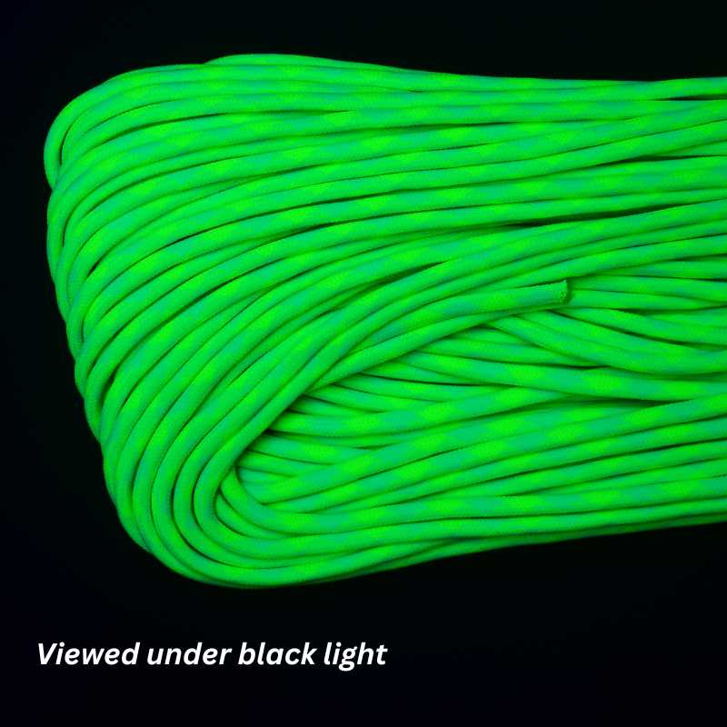 4 mm (5/32”) 550 Paracord Day Glow (Dayglow) Made in the USA Nylon/Nylon (100 ft) El Wood Braiding Co