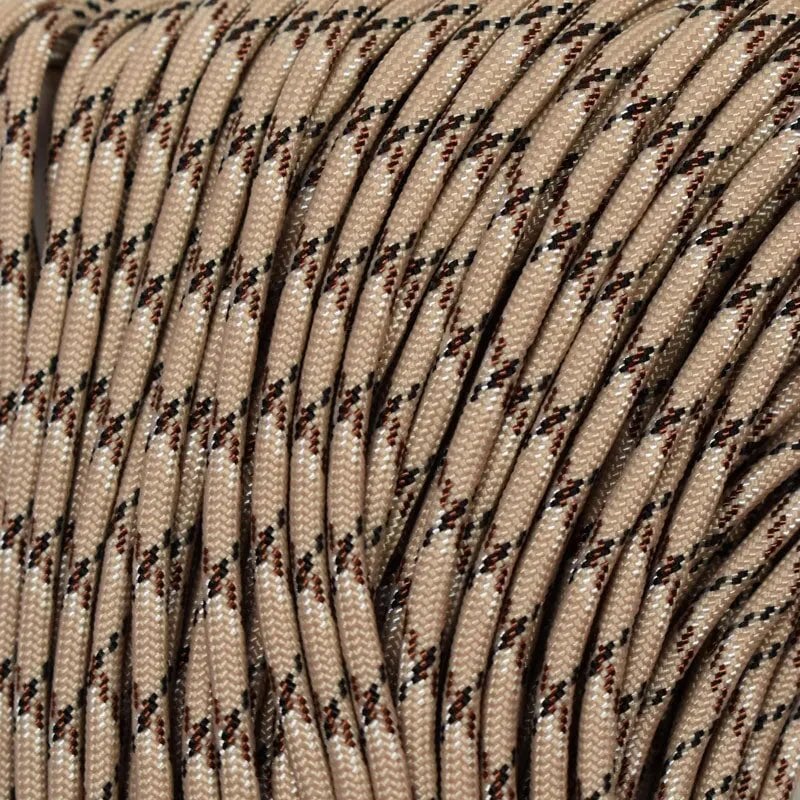 4 mm (5/32”) 550 Paracord Desert Camo Pattern (Special) Made in the USA Nylon/Nylon (100 ft) El Wood Braiding Co