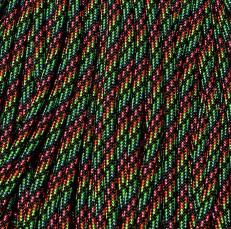 4 mm (5/32”) 550 Paracord Disco Nights Made in the USA Nylon/Nylon (100 ft) El Wood Braiding Co