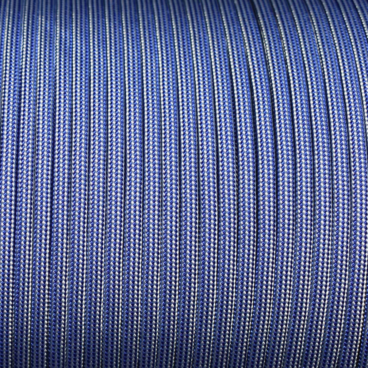 550 Paracord Electric Blue and Silver Stripes Made in the USA Nylon/Nylon (1000 FT.) - Paracord Galaxy