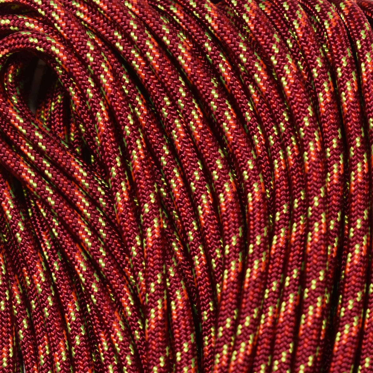 4 mm (5/32”) 550 Paracord Fire Fall Made in the USA Nylon/Nylon (100 ft) El Wood Braiding Co