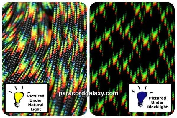 4 mm (5/32”) 550 Paracord Galaxy (Rainbow) Made in the USA Nylon/Nylon (100 ft) El Wood Braiding Co