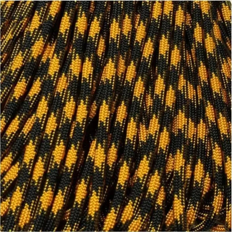 4 mm (5/32”) 550 Paracord Goldenrod and Black 50/50 Made in the USA Nylon/Nylon (100 ft) El Wood Braiding Co