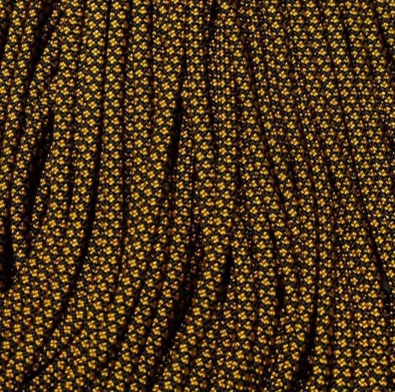 4 mm (5/32”) 550 Paracord Black with Goldenrod Diamonds Made in the USA Nylon/Nylon (100 ft) El Wood Braiding Co