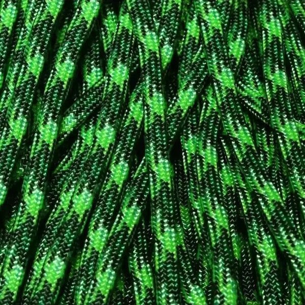4 mm (5/32”) 550 Paracord Green Blend Made in the USA Nylon/Nylon El Wood Braiding Co