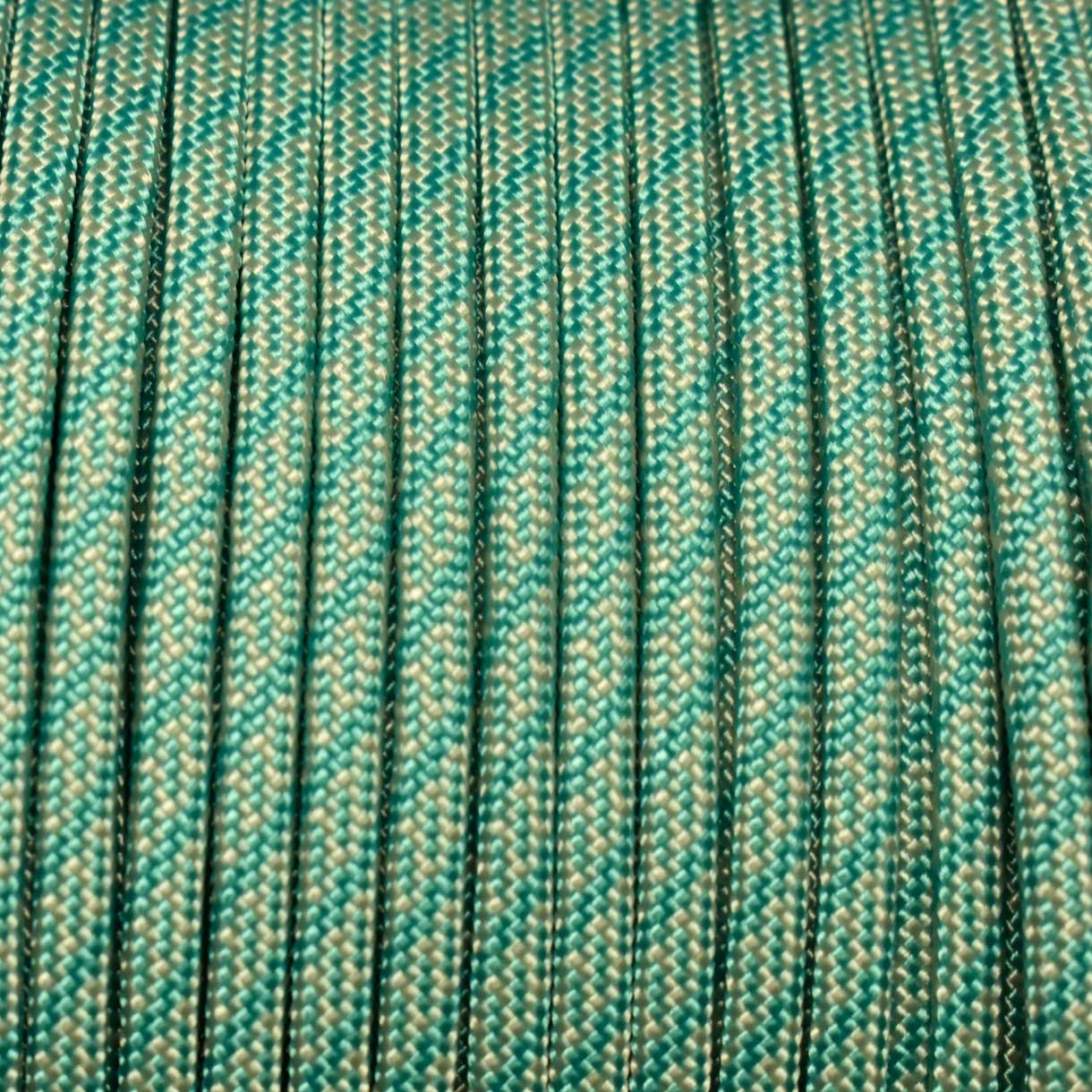 *550 Paracord Helix Cream w/Turquoise Made in the USA Nylon/Nylon (1000 FT.) - Paracord Galaxy