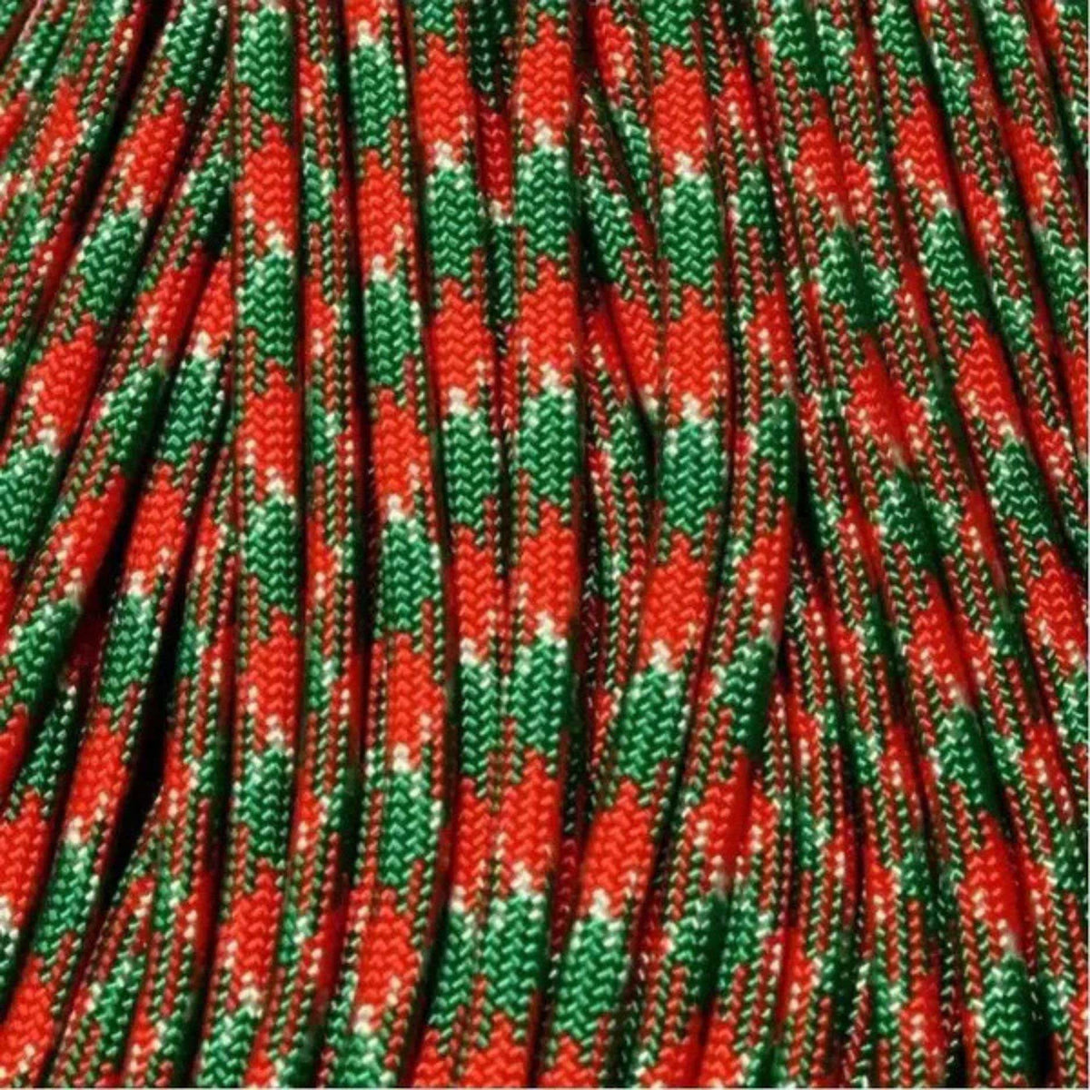 4 mm (5/32”) 550 Paracord Holly Jolly 6874 Made in the USA Nylon/Nylon (100 ft) El Wood Braiding Co