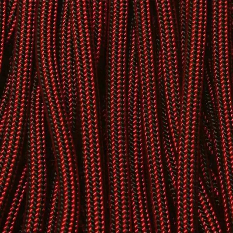 4 mm (5/32”) 550 Paracord IRBKS Firefighter (Imperial Red and Black Stripes) Made in the USA Nylon/Nylon El Wood Braiding Co