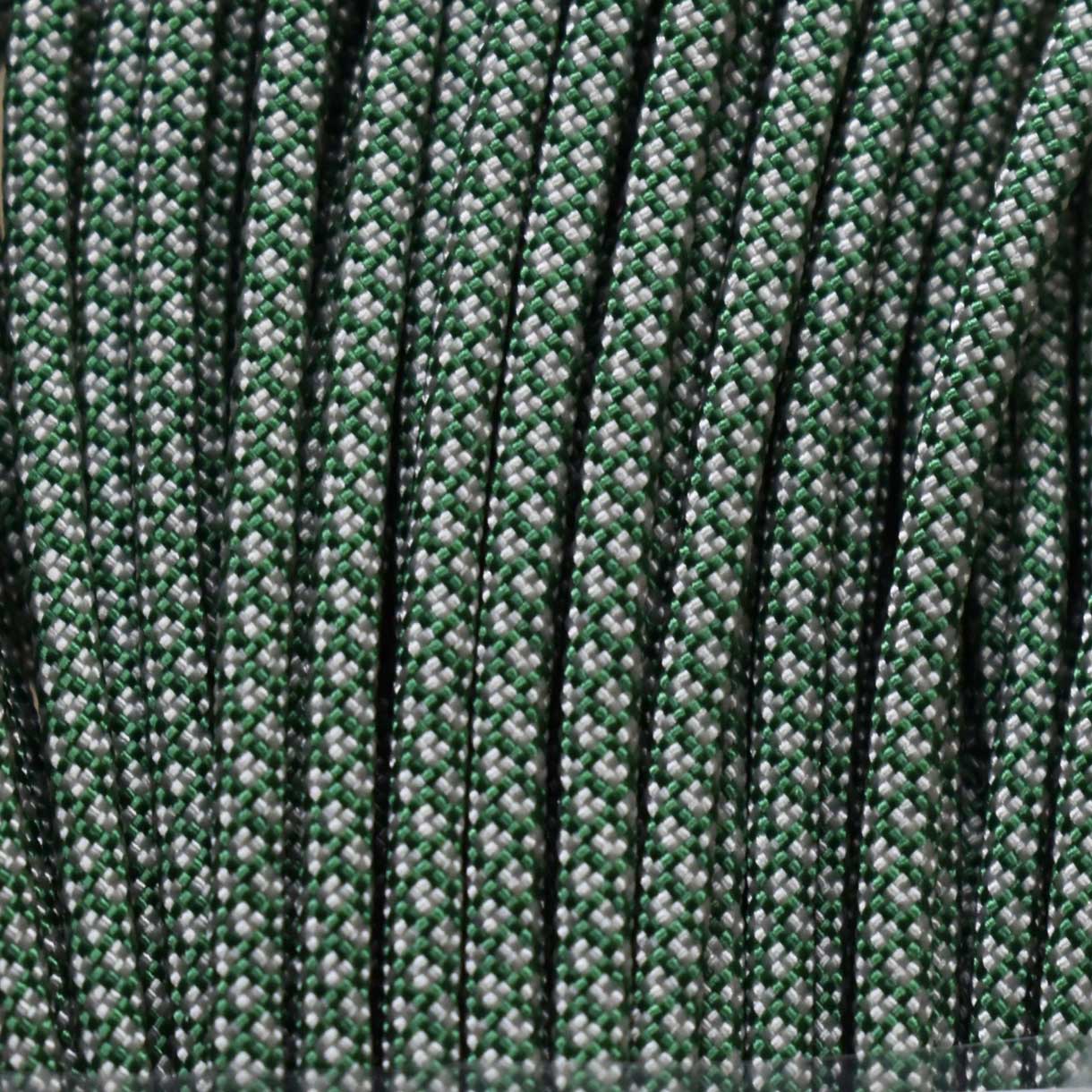 4 mm (5/32”) 550 Paracord Kelly Green with Cream Diamonds Made in the USA Nylon/Nylon El Wood Braiding Co