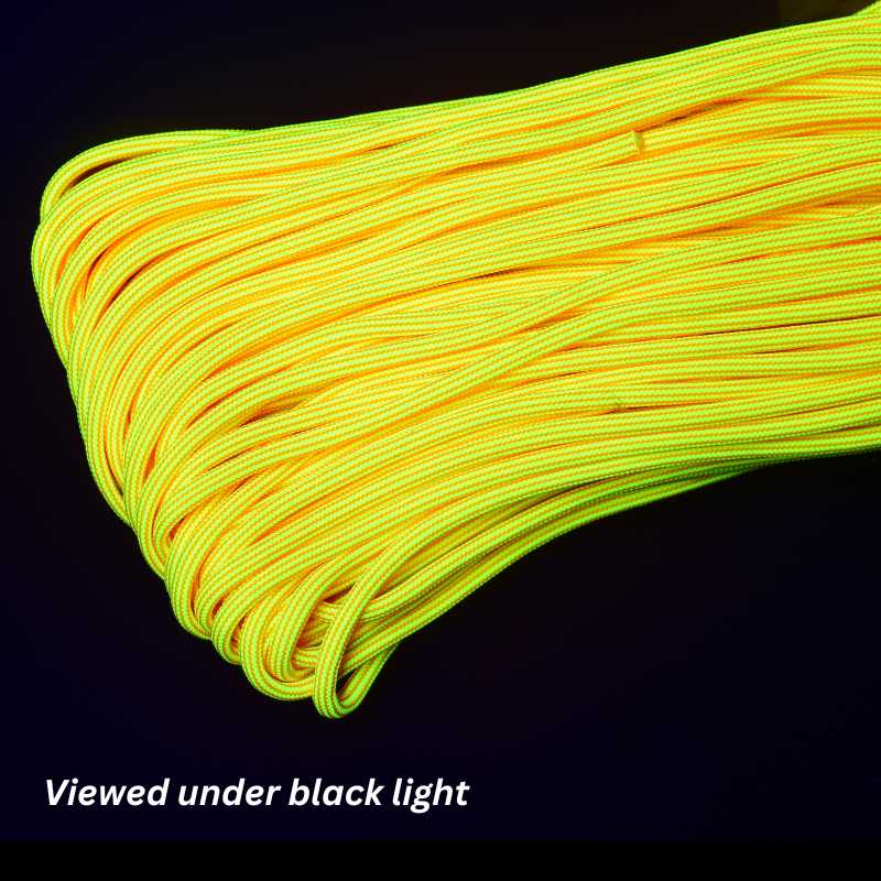 4 mm (5/32”) 550 Paracord Lemonade Stand (Rose Pink and Canary Yellow Stripes) Made in the USA Nylon/Nylon (100 ft) El Wood Braiding Co