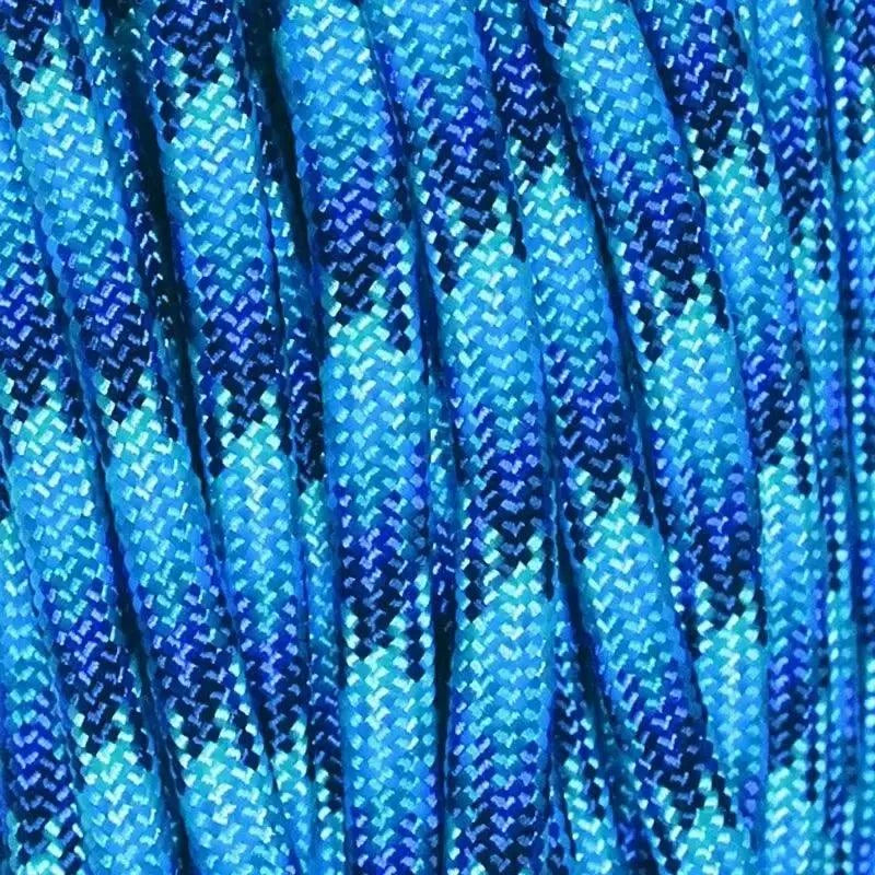 4 mm (5/32”) 550 Paracord Lotsa Blues Made in the USA Nylon/Nylon El Wood Braiding Co