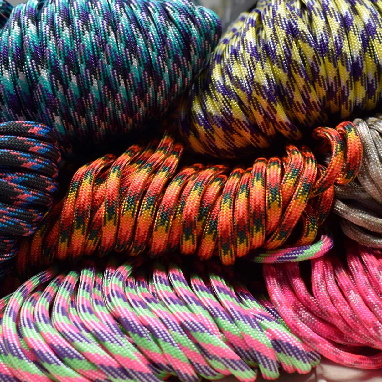 550 Paracord Lucky 50's Grab Bag--Eight 50 ft Lengths of 550 Paracord (400 Ft Total) Made in the USA paracordwholesale