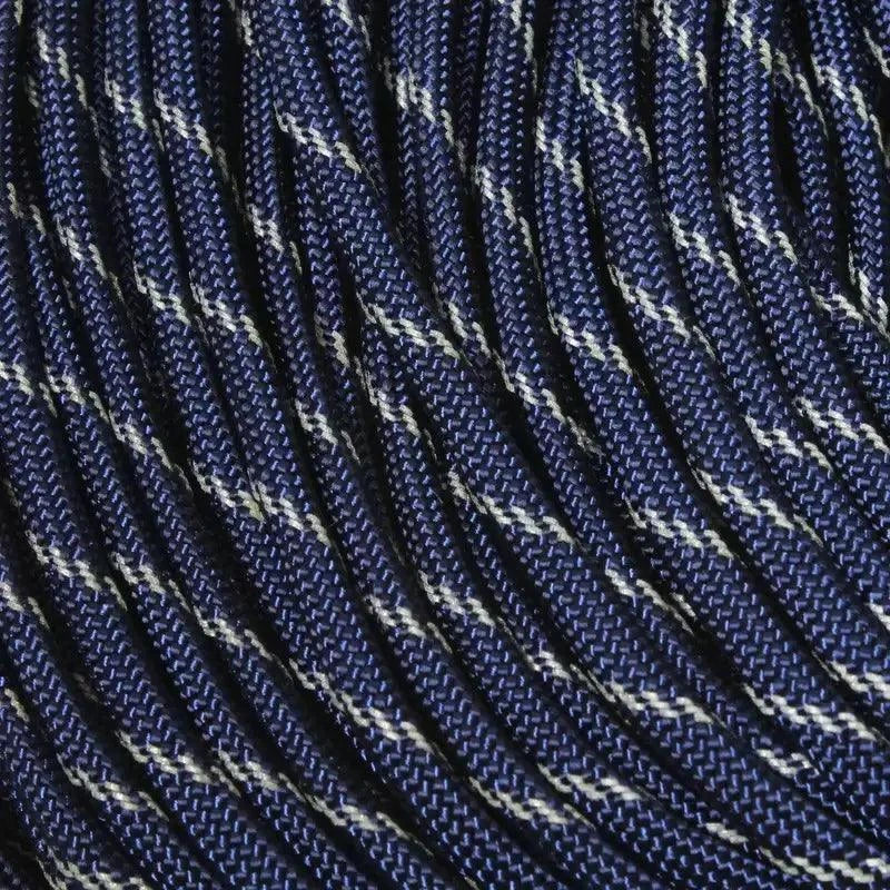 4 mm (5/32”) 550 Paracord Midnight Blue with 3 Reflective Tracers Made in the USA Nylon/Nylon El Wood Braiding Co