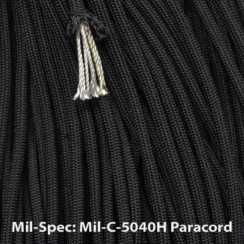 *4 mm (5/32”) 550 Paracord Mil Spec Black Made in the USA Nylon/Nylon El Wood Braiding Co