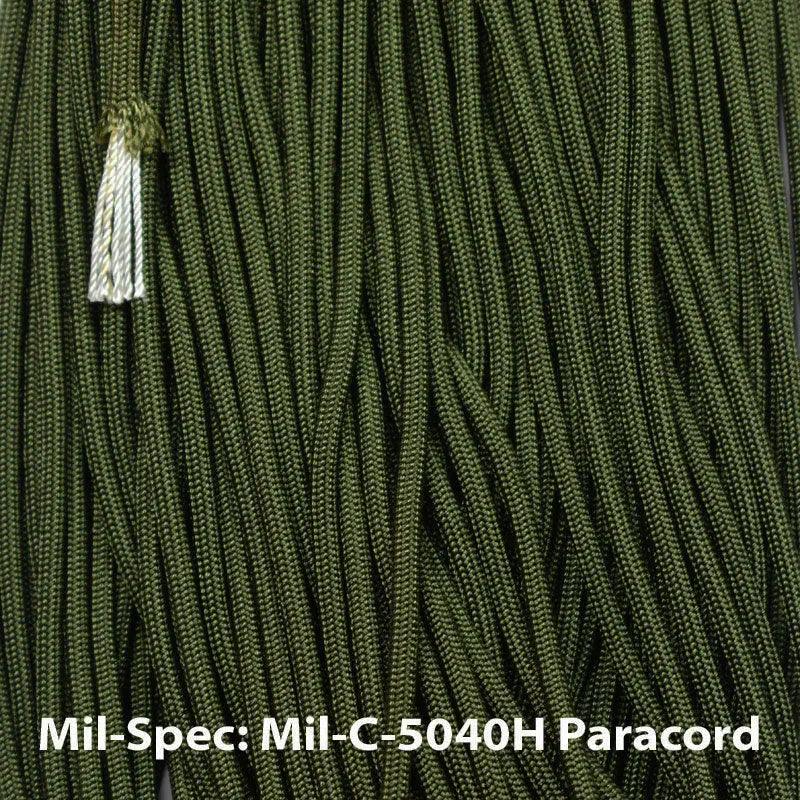 *4 mm (5/32”) 550 Paracord Mil Spec Camo Green Made in the USA Nylon/Nylon El Wood Braiding Co