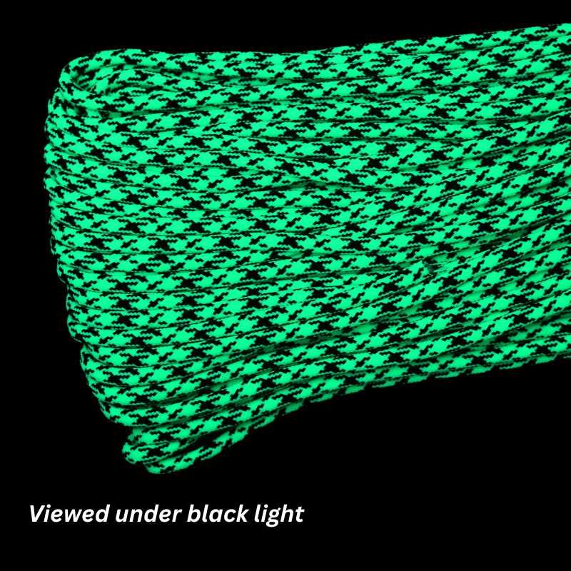4 mm (5/32”) 550 Paracord Neon Green and Black Camo Made in the USA Nylon/Nylon (100 ft) El Wood Braiding Co