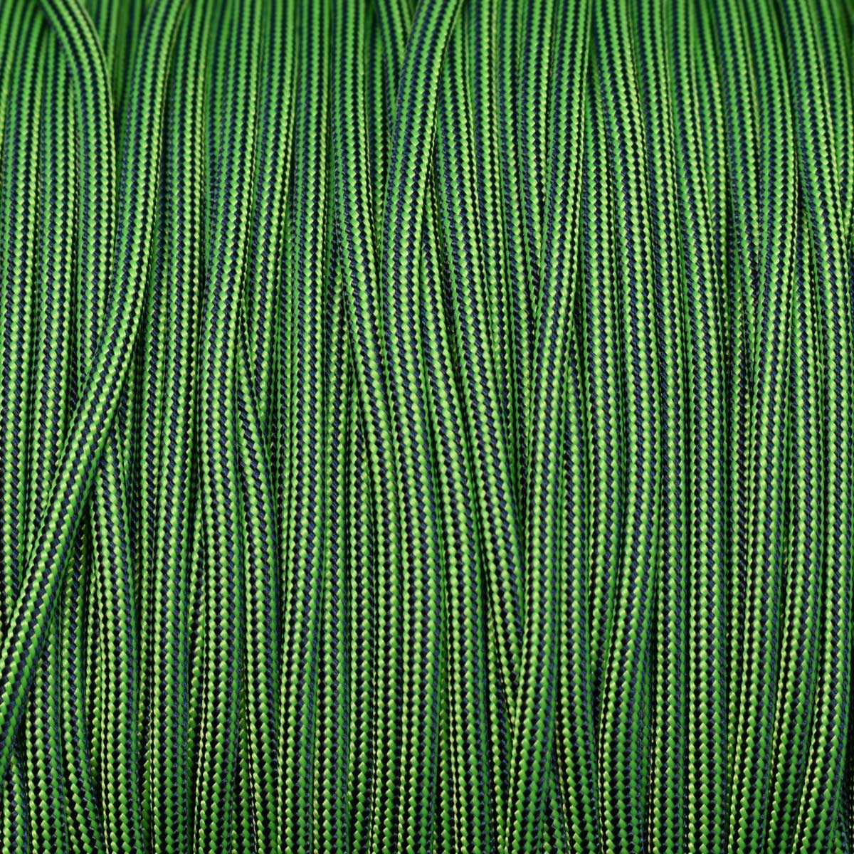 550 Paracord Neon Green and Midnight Blue Stripes Made in the USA Nylon/Nylon (1000 FT.) - Paracord Galaxy