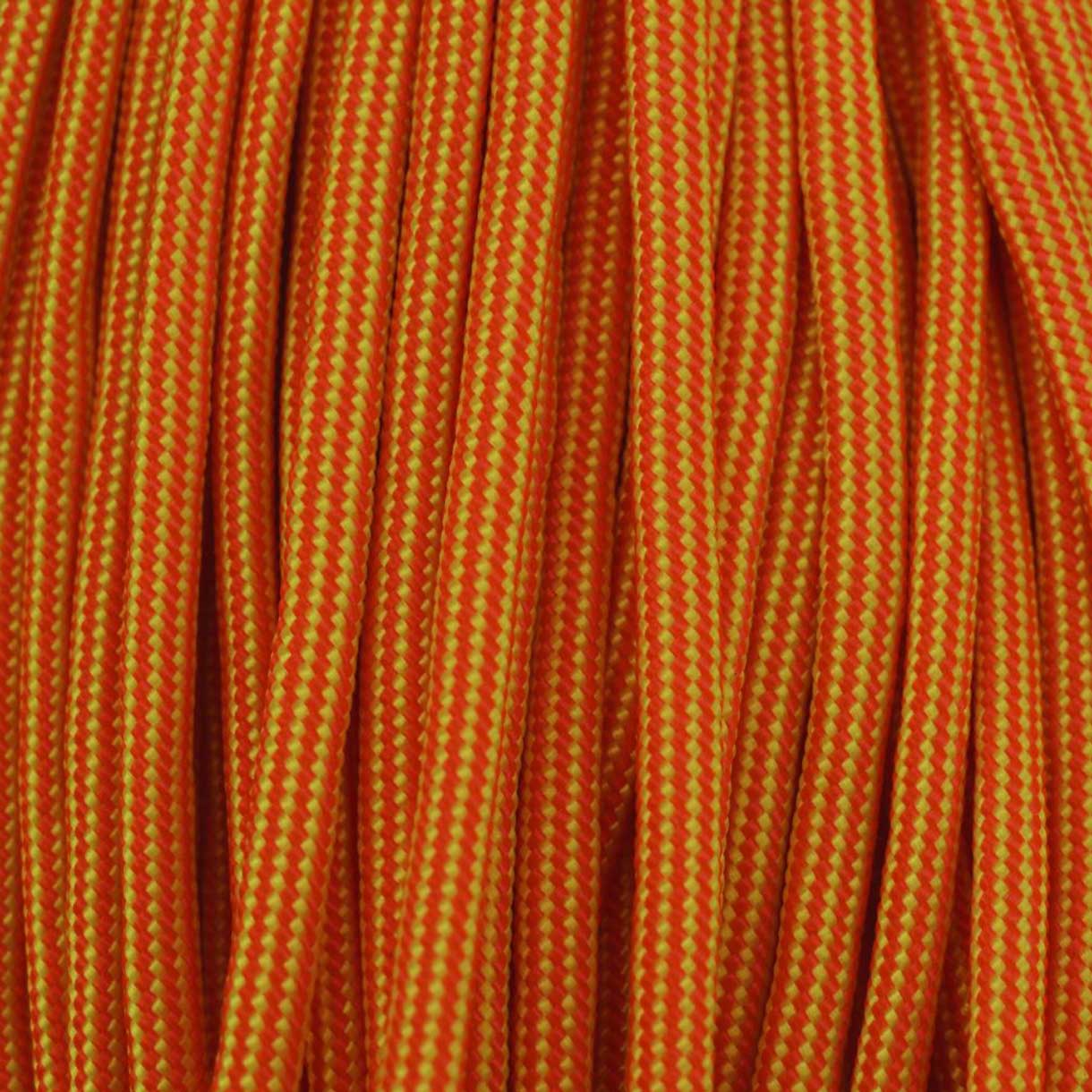 550 Paracord Neon Orange and Neon Yellow Stripes Made in the USA Nylon/Nylon (100 ft)