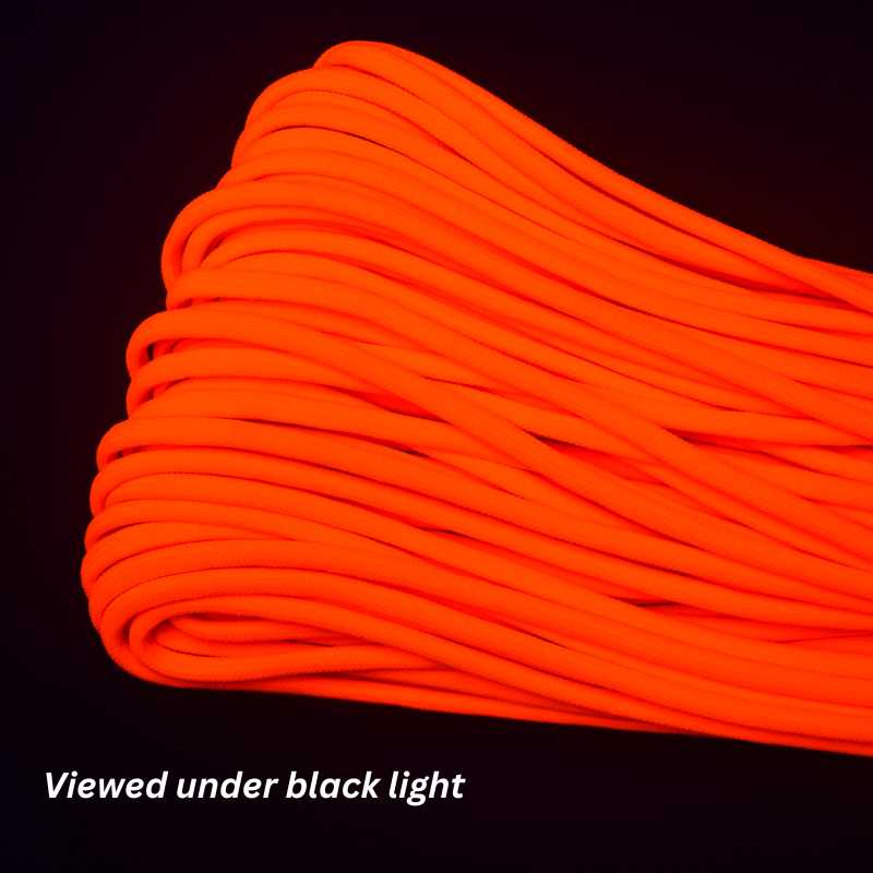 4 mm (5/32”) 550 Paracord Neon Orange Made in the USA Nylon/Nylon El Wood Braiding Co