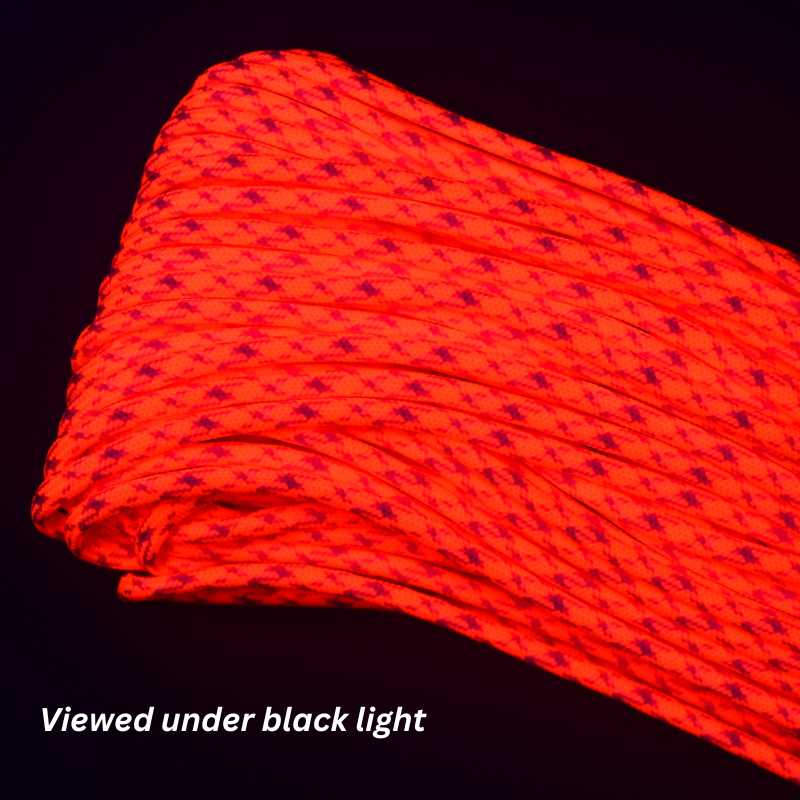 4 mm (5/32”) 550 Paracord Neon Pink and White Camo Made in the USA Nylon/Nylon (100 ft) El Wood Braiding Co