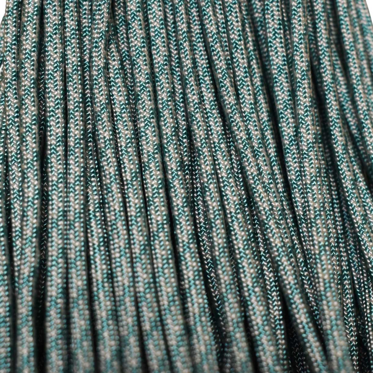550 Paracord Neon Turquoise with White (Helix) Made in the USA Nylon/Nylon (100 ft)
