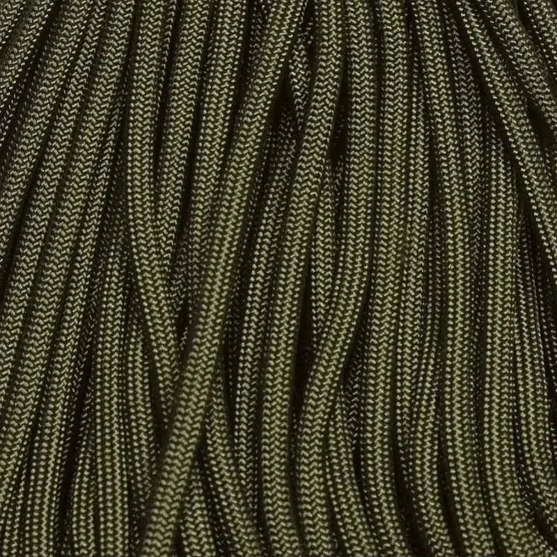 4 mm (5/32”) 550 Paracord Olive Drab (OD) Made in the USA Nylon/Nylon El Wood Braiding Co