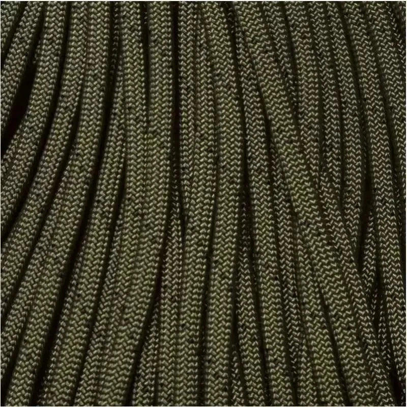 4 mm (5/32”) 550 Paracord Olive Drab (OD) with Black Flecks Made in the USA Nylon/Nylon (100 ft) El Wood Braiding Co