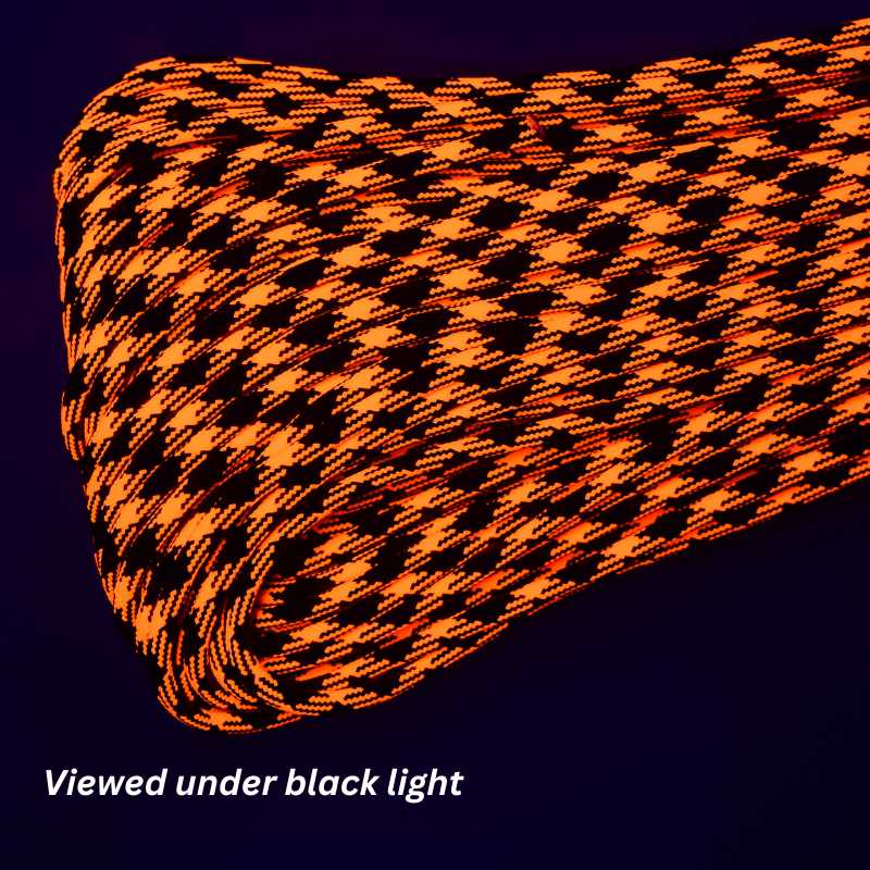 4 mm (5/32”) 550 Paracord Orange Blaze Camo Made in the USA Nylon/Nylon (100 ft) El Wood Braiding Co