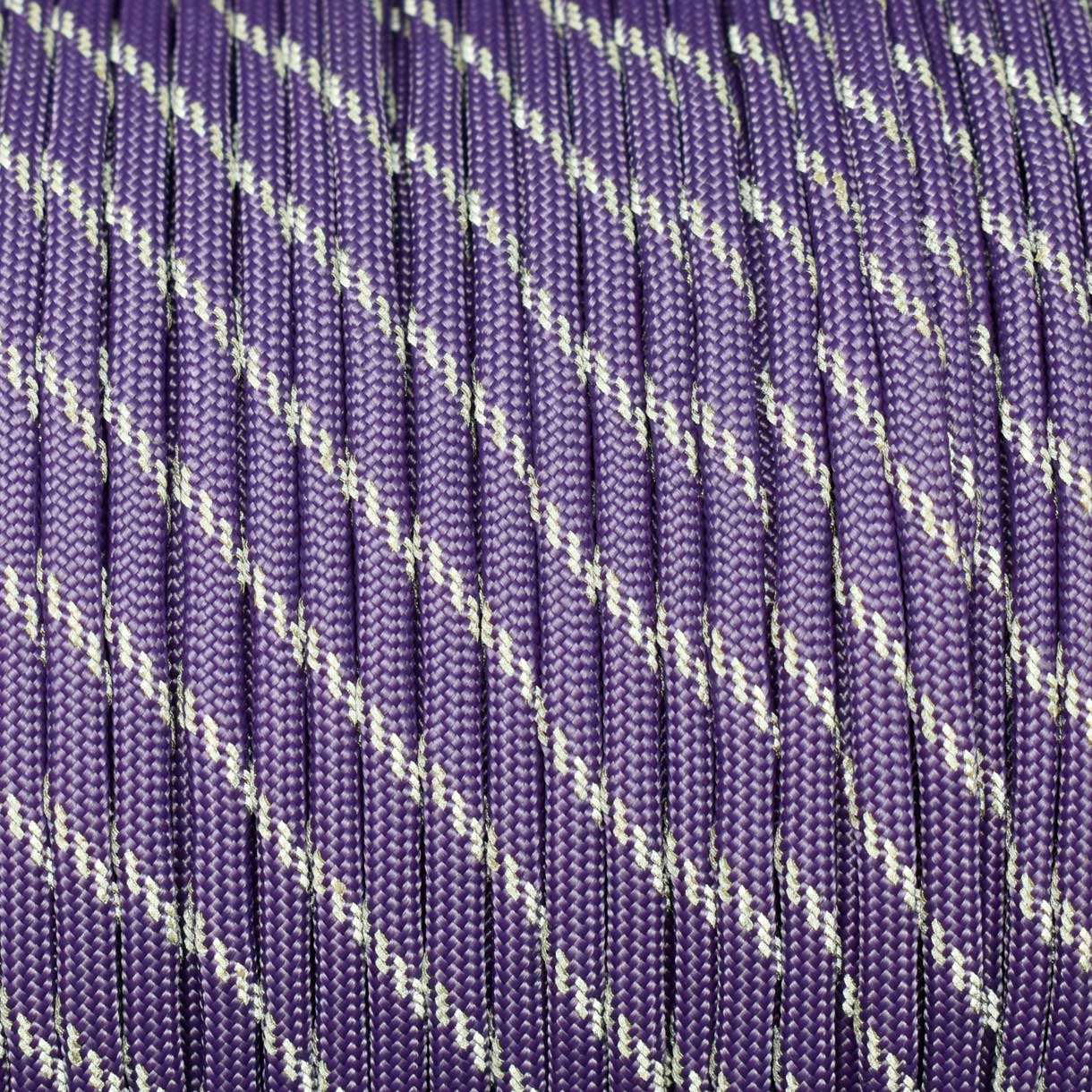 550 Paracord Purple with 3 Reflective Tracers Made in the USA Nylon/Nylon - Paracord Galaxy