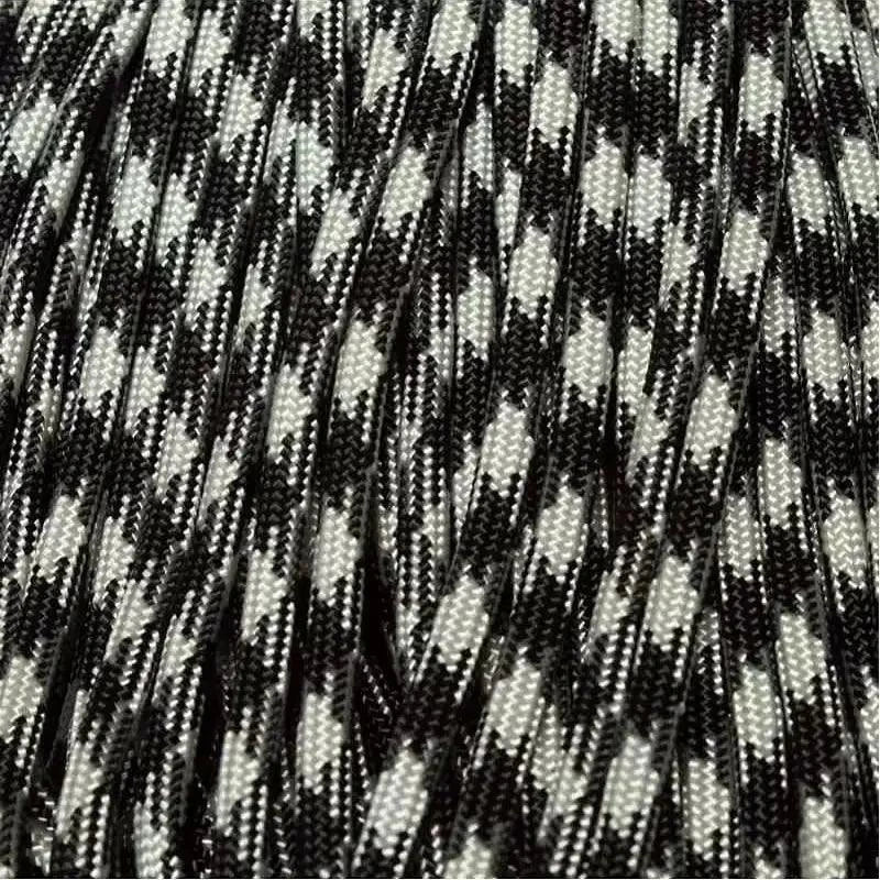 4 mm (5/32”) 550 Paracord Raiders (Silver and Black) Made in the USA Nylon/Nylon (100 ft) El Wood Braiding Co