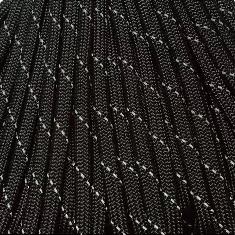4 mm (5/32”) 550 Paracord Reflective Black Made in the USA Polyester/Nylon (100 ft) Atwood Rope MFG