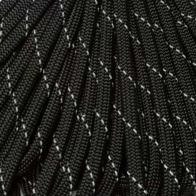 4 mm (5/32”) 550 Paracord Reflective Black Made in the USA Polyester/Nylon (50 ft) Atwood Rope MFG