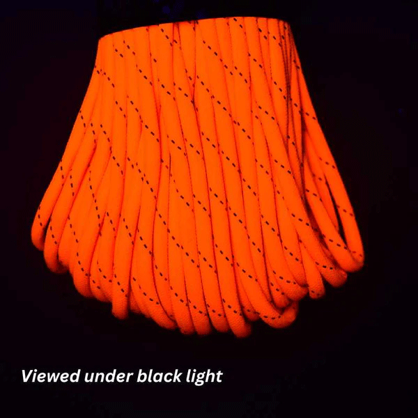 4 mm (5/32”) 550 Paracord Reflective Neon Orange Made in the USA Polyester/Nylon (50 ft) Atwood Rope MFG