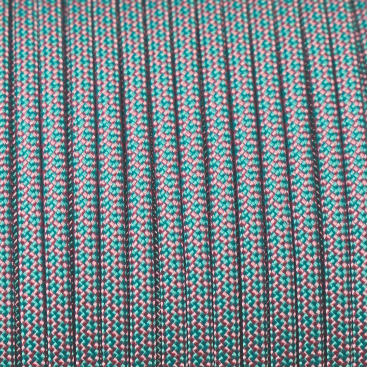 *550 Paracord Rose Pink w/Turquoise Diamonds Made in the USA Nylon/Nylon (1000 FT.) - Paracord Galaxy