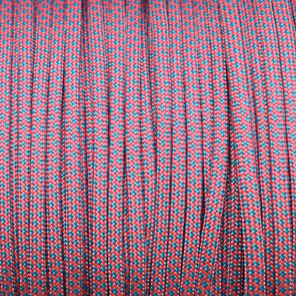 550 Paracord Salmon with Neon Turquoise Diamonds Made in the USA Nylon/Nylon (1000 FT.) - Paracord Galaxy