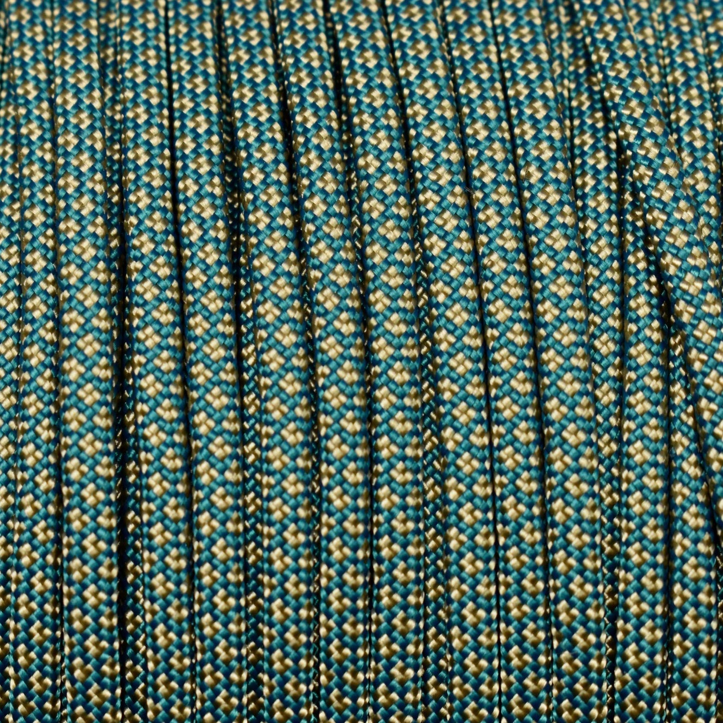 *550 Paracord Teal w/Gold Diamonds Made in the USA Nylon/Nylon (1000 FT.) - Paracord Galaxy