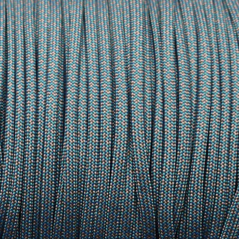 550 Paracord Teal with Charcoal Diamonds Made in the USA Nylon/Nylon (100 ft)