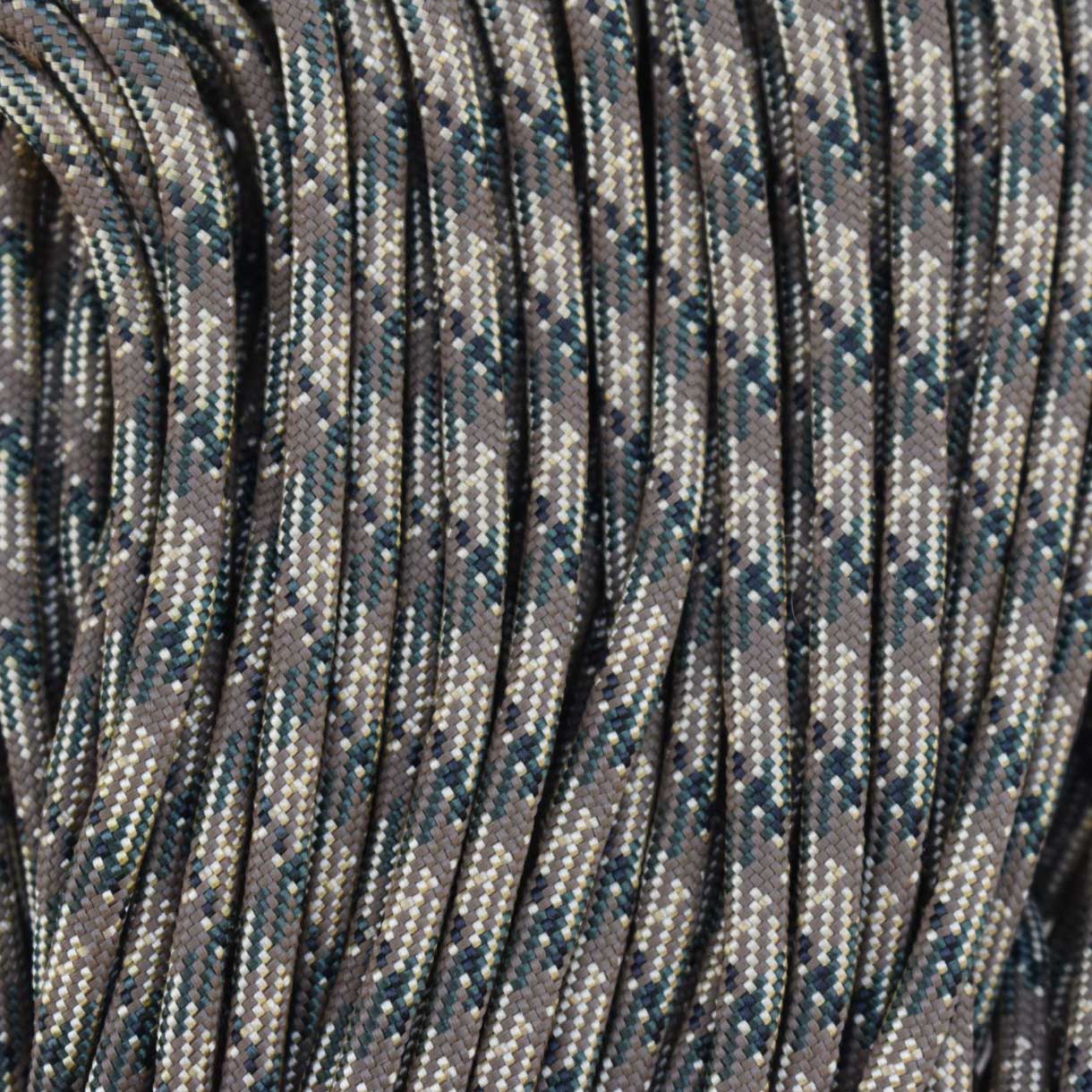 4 mm (5/32”) 550 Paracord Tri-Camo Made in the USA Nylon/Nylon (100 ft) El Wood Braiding Co